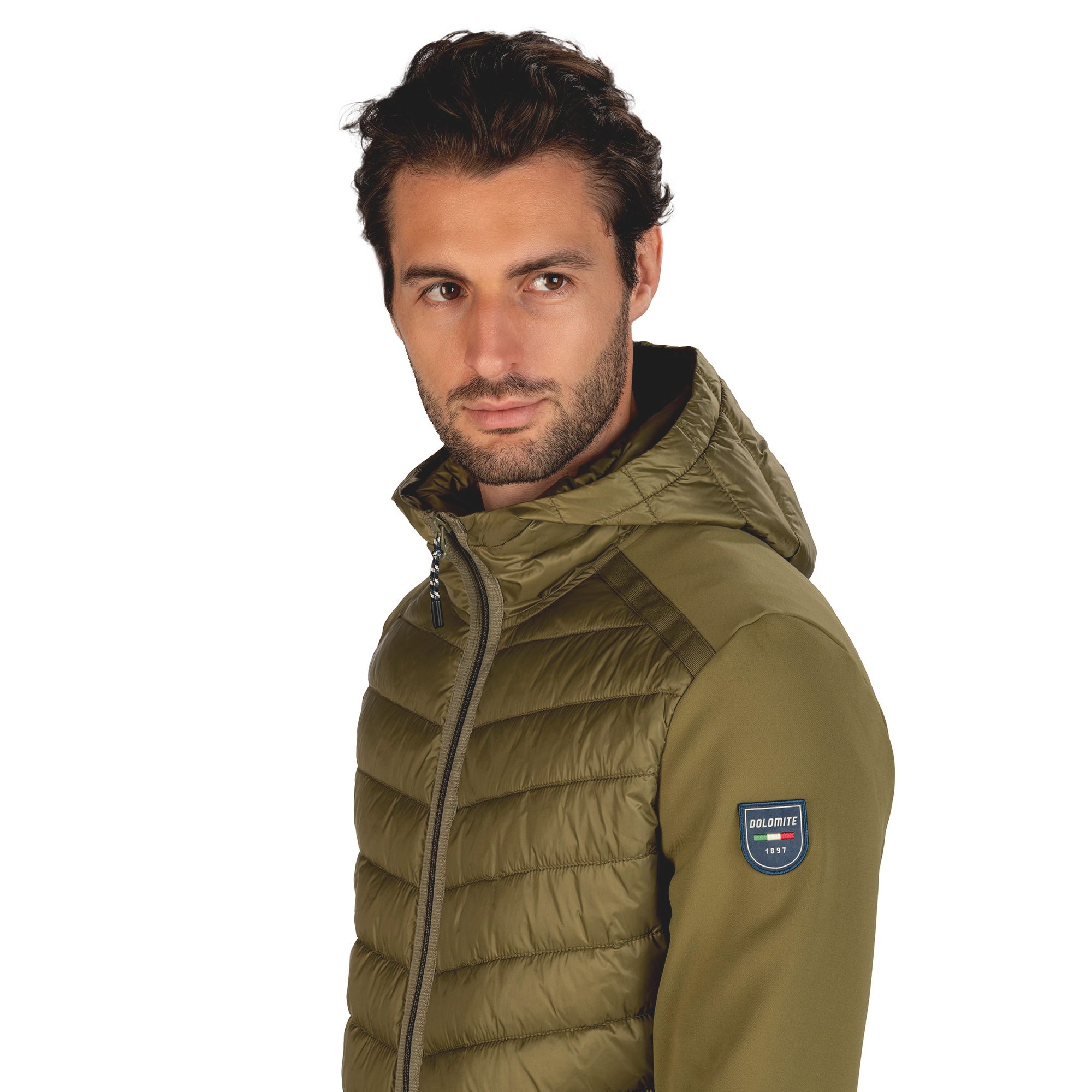 DOLOMITE Expedition Hybrid Jacke mit Kapuze für Herren in Khaki 