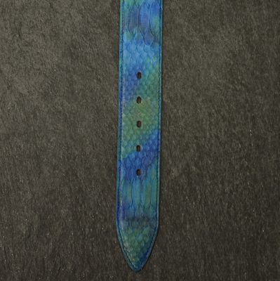 Ralph Gladen Pythonleder Gürtel Schlangenleder Sonderbreite 4,5cm in batik wasserblau