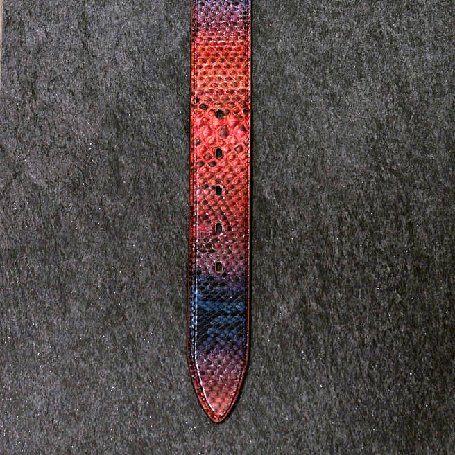 Ralph Gladen Schlangenleder Gürtel Python Breite 4,0cm in vintage rot / blau