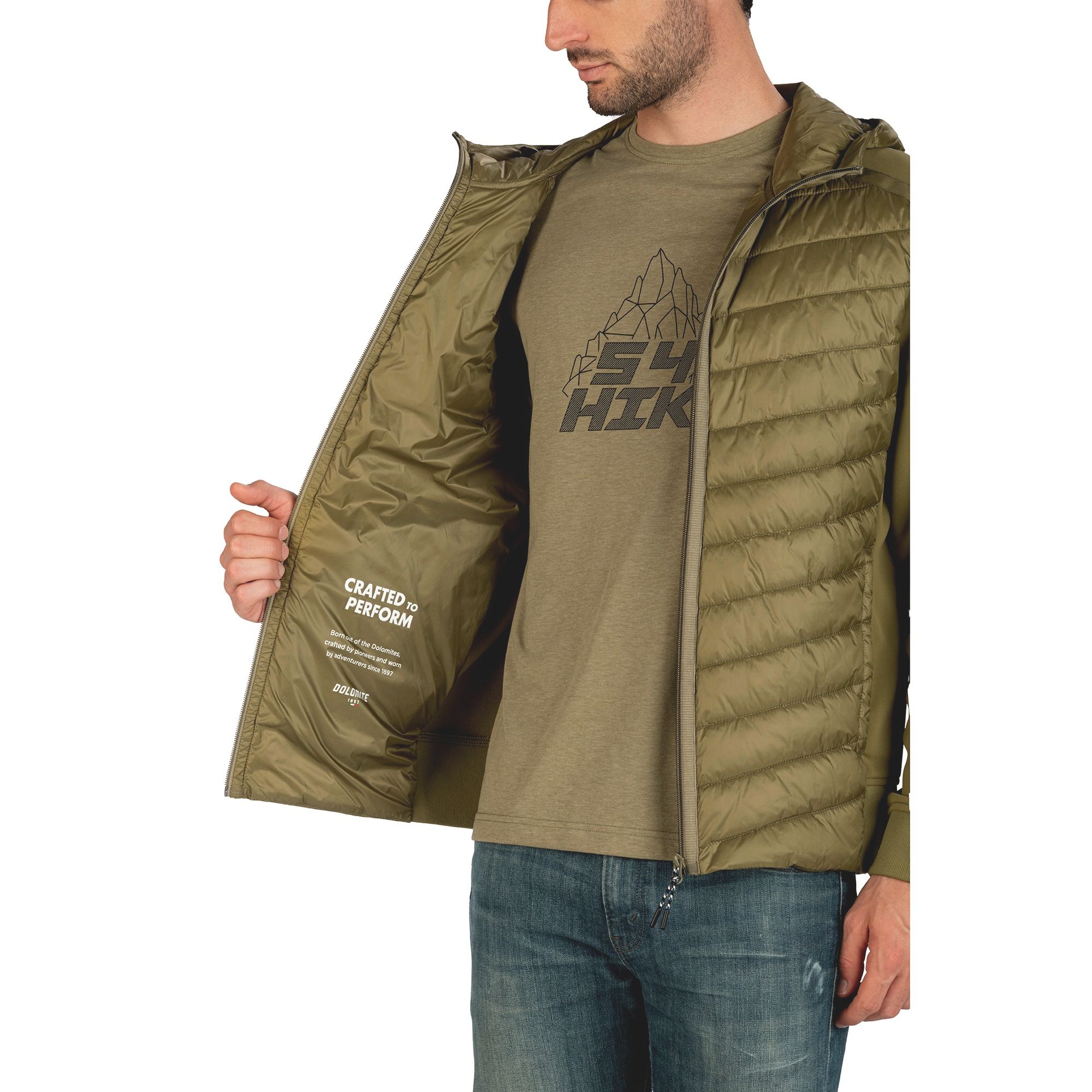 DOLOMITE Expedition Hybrid Jacke mit Kapuze für Herren in Khaki 